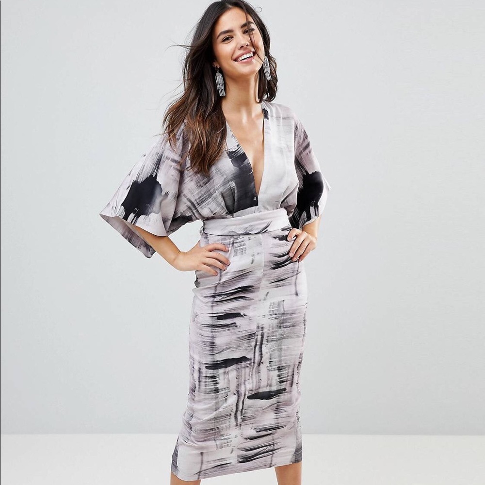 ASOS Kimono Dress in Abstract Print - Picture 2 of 4